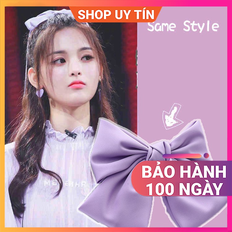 [NowShip - Giao Ngay] Kẹp Tóc Đính Nơ Lụa Cao Cấp - Cặp Tóc Nữ Đẹp Màu Tím