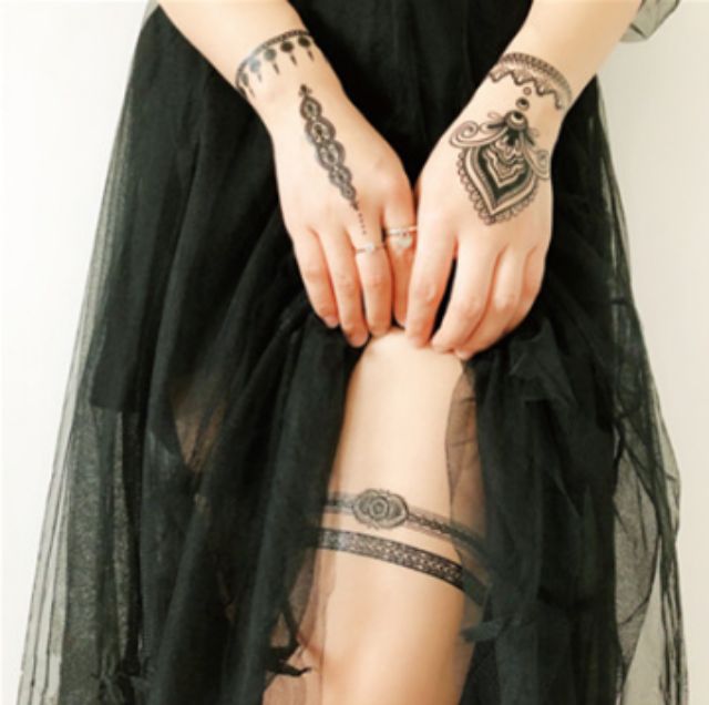 Hình xăm dán cổ điển tattoo giả henna size 15×21cm