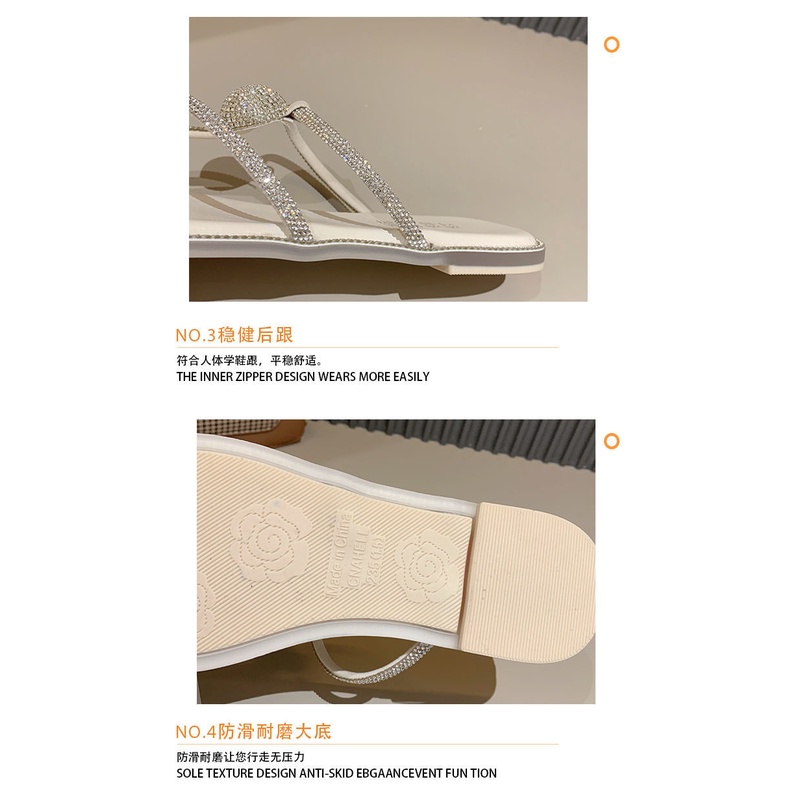 Dép Xỏ Ngón Đế Dày Đính Kim Cương Thời Trang Mùa Hè 2022 Phong Cách Mới Cho Nữ