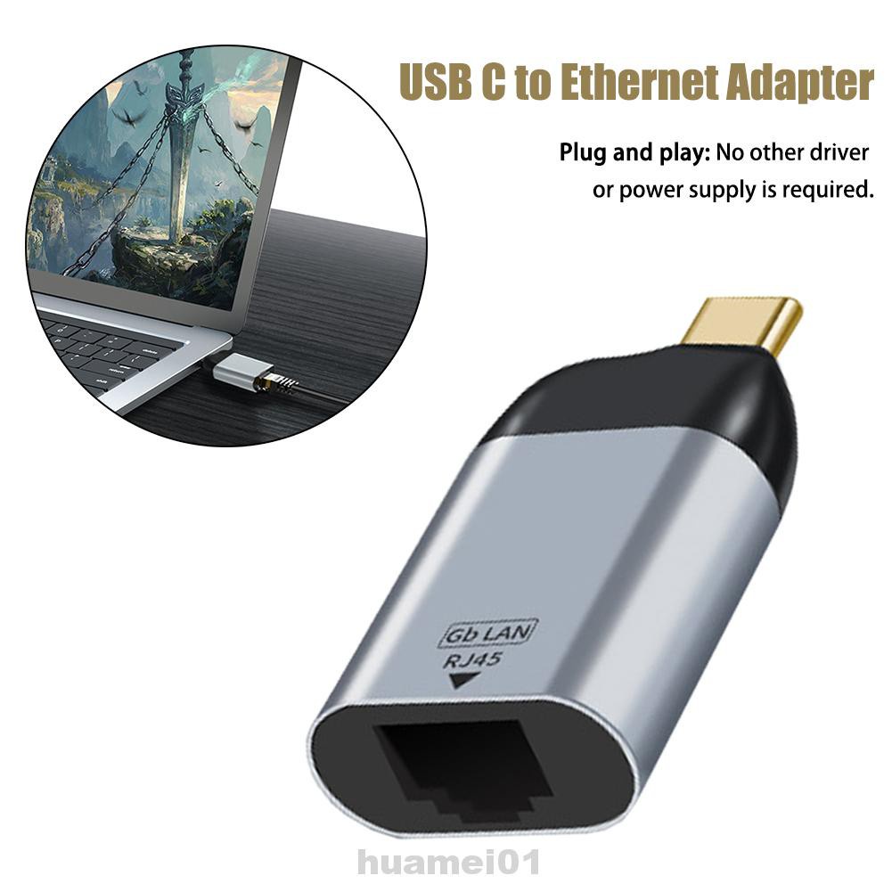 USB C To Ethernet Adapter Aluminum Alloy Travel Games Type-c Computer Use 1-Gigabit For Thunderbolt 3