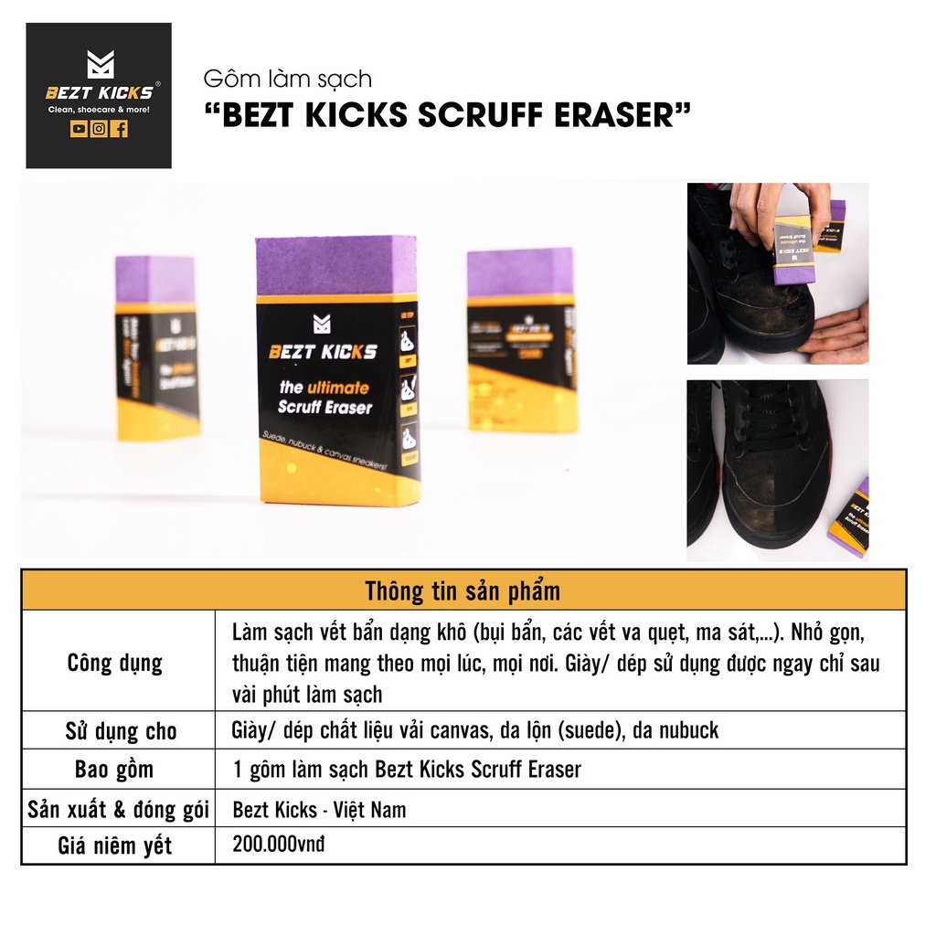 Gôm làm sạch da lộn Bezt Kicks Scruff Eraser.