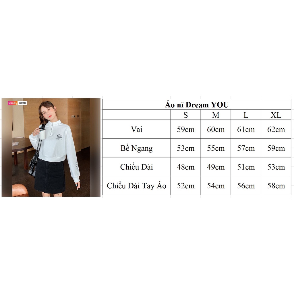 Áo nỉ sweater dài tay nữ GINDY in hình cổ lọ khóa kéo dễ phối đồ thời trang thu đông Hàn Quốc 2021 A10105