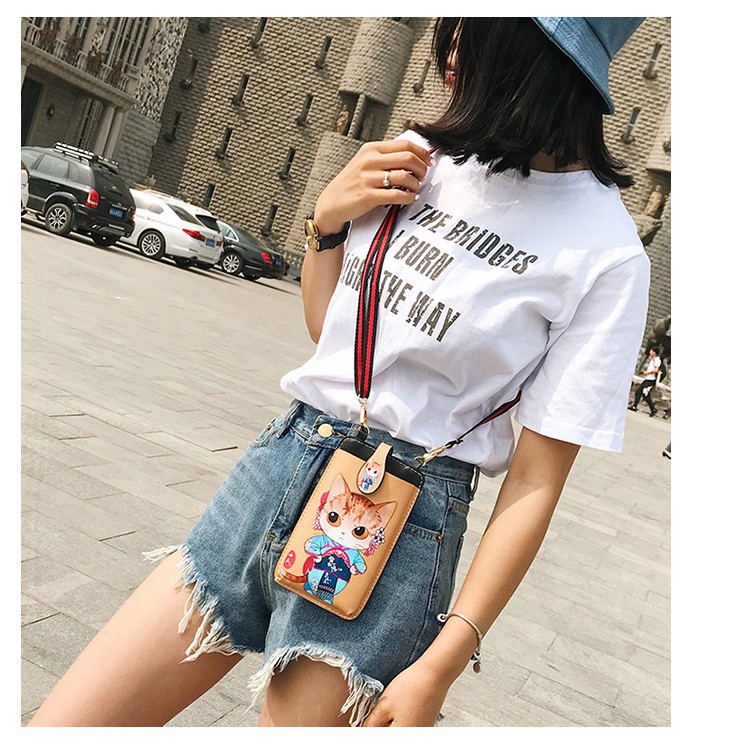 Túi đeo chéo nữ dự tiệc đựng điện thoại in hình Kỳ diệu Shalla H991 Tặng móc khóa cá heo