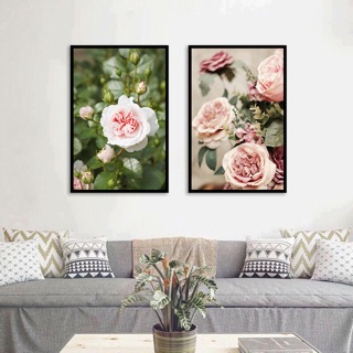 Combo 2 TRANH CANVAS HOA TUYỆT ĐẸP 40 X 60CM - KHUNG VIỀN ĐEN - SR113