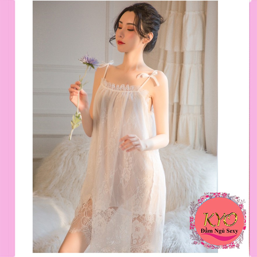 [  Siêu Đẹp- LOẠI I] ♥Ảnh Thật♥4 màu Váy Ngủ Xuyên Thấu B1023 Đầm Công Chúa Voan Ren Cao Cấp Quảng Châu