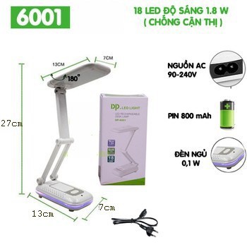 ĐÈN LED SẠC ĐIỆN CHỐNG CẬN THỊ DP - 6002[ BÁN LẺ= BUÔN SỈ ]