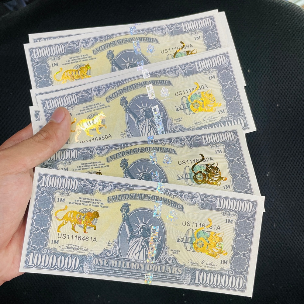 Tờ Tiền 1 Triệu Đô - Triệu USD Kỷ Niệm Hình Con Mèo Mạ Vàng Cao Cấp Lì Xì Tết 2023 May Mắn