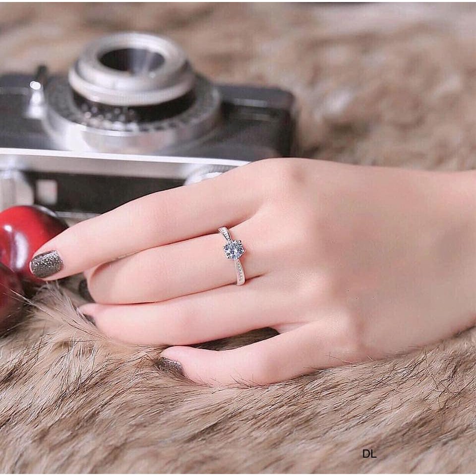 Nhẫn nữ thời trang, nhẫn bạc nữ một hạt đá cao sáng đẹp, lấp lánh như kim cương[nhẫn bạc]