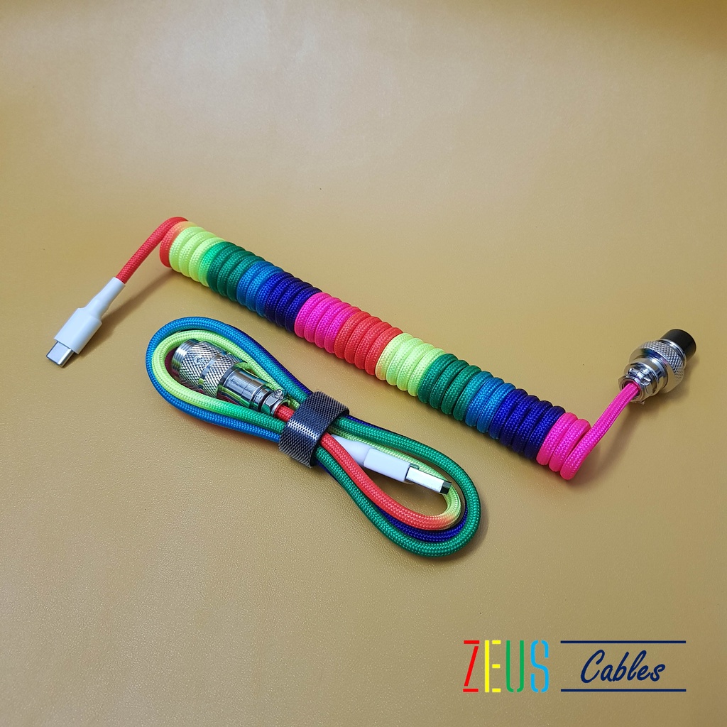 Dây Cáp Bàn Phím Cơ Type C/Micro Usb/Mini Usb CUSTOM Dạng Xoắn Lò Xo - PARACORD MULTI COLOR