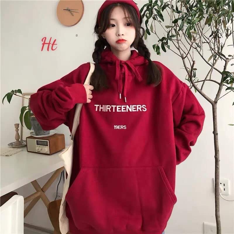 Áo nỉ hoodies dáng rộng có mũ tener, có 3 màu đỏ, đen, xám