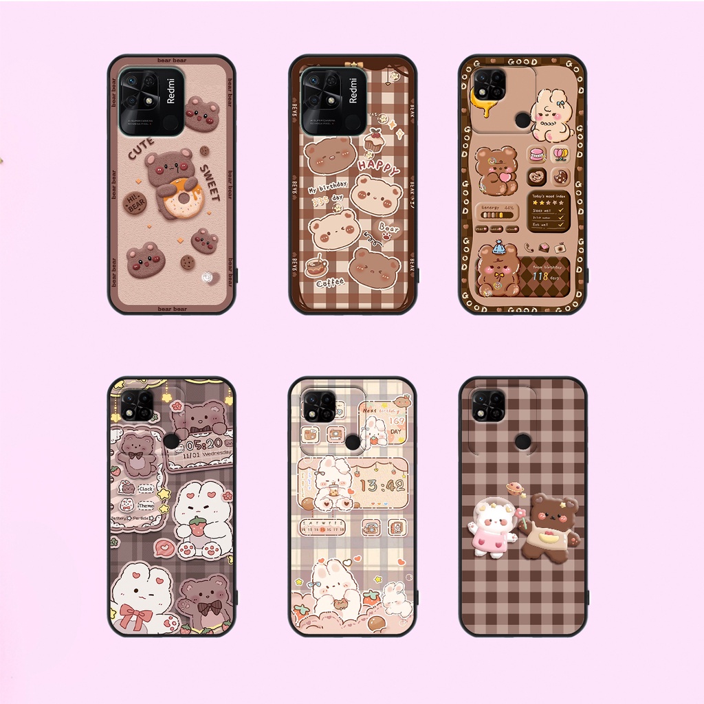 Ốp lưng Redmi 10C - Redmi 10A in hình caro gấu thỏ, gấu bear cute