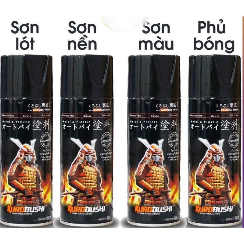 Sơn xịt Samurai chuyên dùng cho xe máy đủ loại màu, Lót, Bóng, Chịu nhiệt