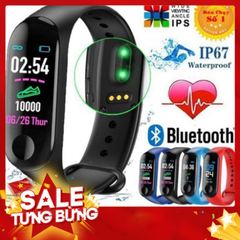 [FREE SHIP] 💥BẢO HÀNH 1 NĂM💥 Vòng Tay Đồng Hồ Thông Minh Band M3 CHÍNH HÃNG - Đồng hồ theo dõi sức khỏe, Chống Nước💥S