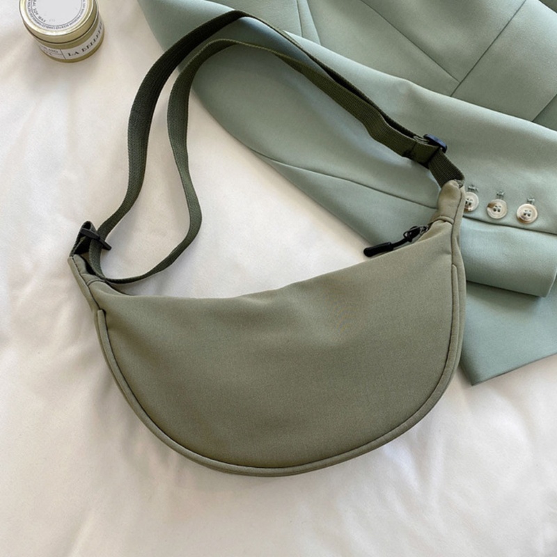 Túi Xách Đeo Dưới Cánh Tay Hình Bán Nguyệt Chất Liệu Nylon Phong Cách Retro