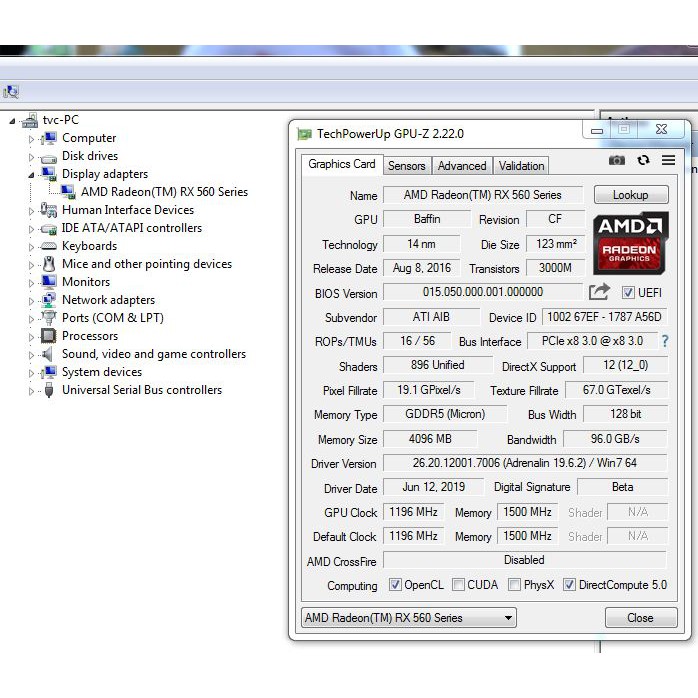 Card màn hình HIS RX560 GREEN iCooler OC 4GB 128 BIT GDDR5 cũ RX 560 2g