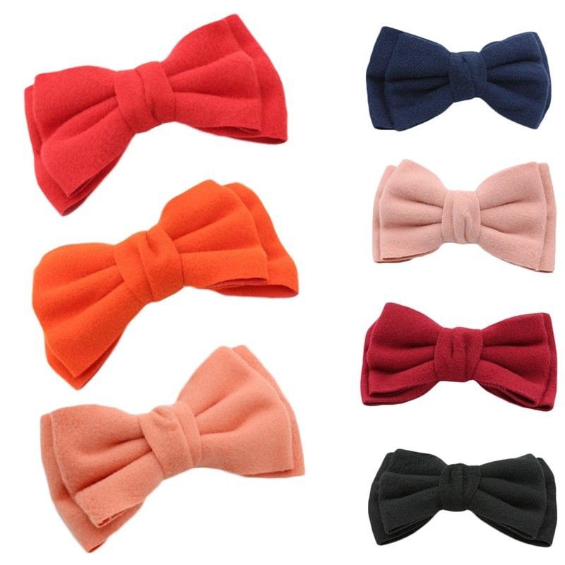 Kẹp tóc hình nơ màu trơn thanh lịch cho nữ