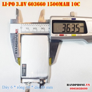 Pin Li-Po 3.8V 603660 1500mAh Dòng xả cao 10C (Lithium Polymer) thay thế RC, Flycam, Máy chụp X-Quang