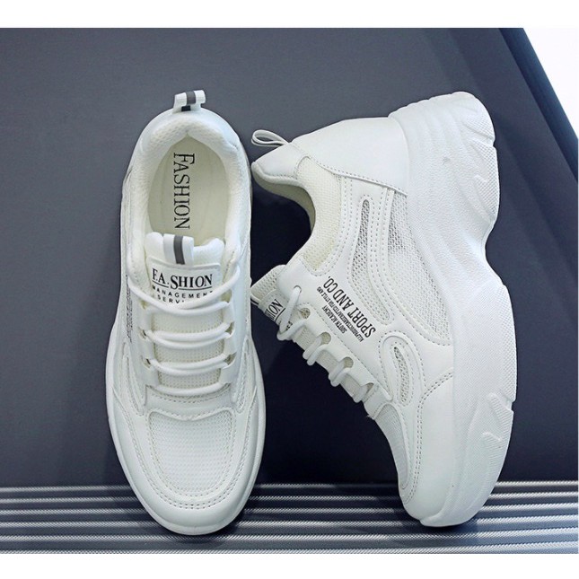 Giày SNK độn 7p da cao cấp siêu mềm màu trắng
