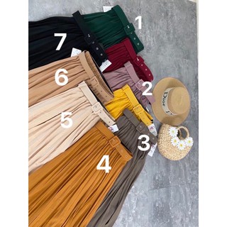 Chân váy xếp li kèm đai ( vải lì )