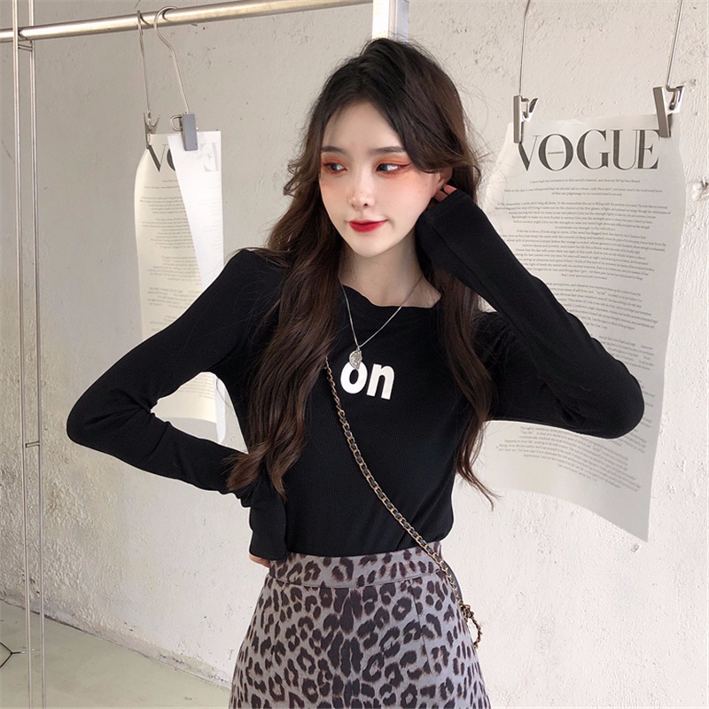 ZHELIHANGFEI Áo Thun Tay Dài Lưng Cao Kiểu Dáng Sexy