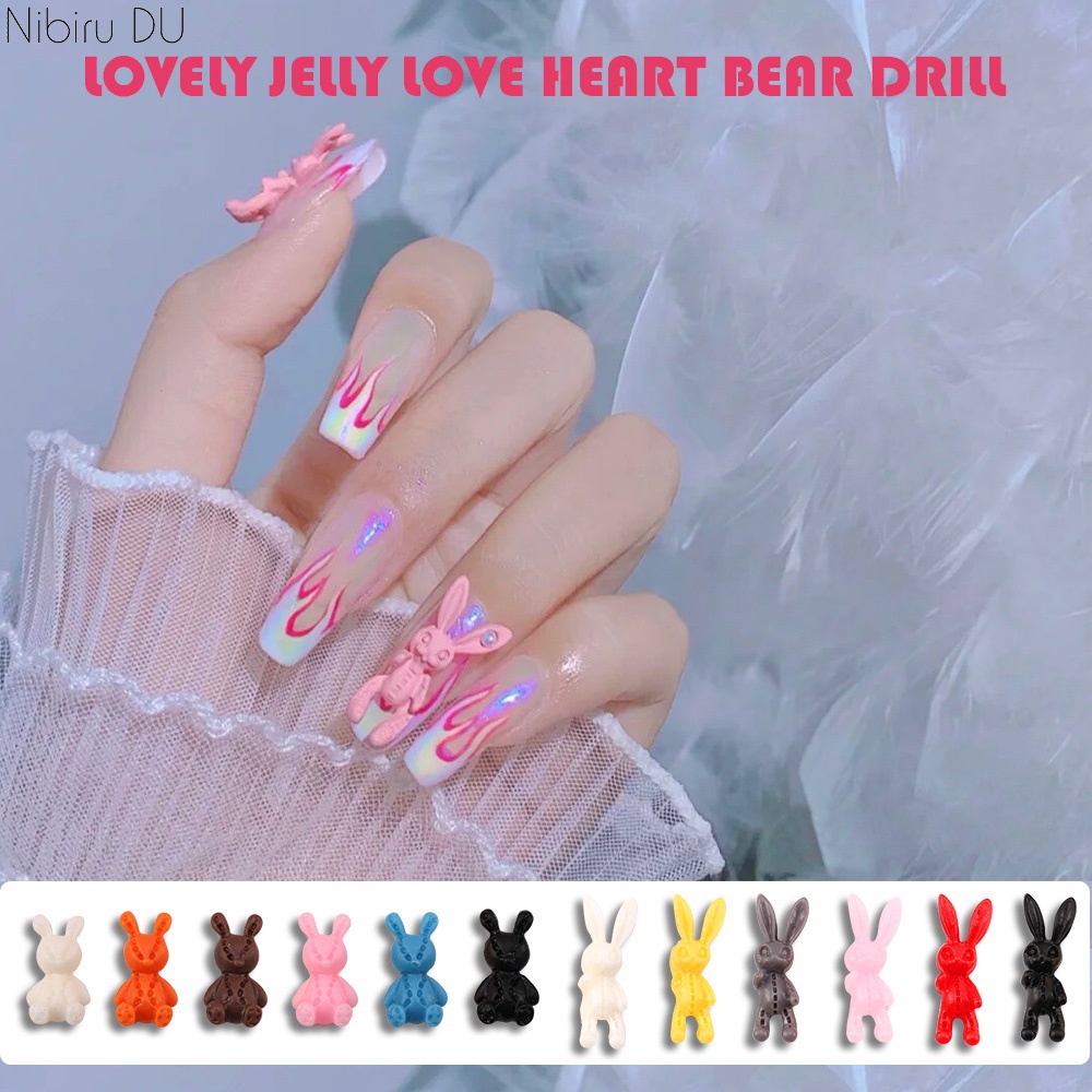 Bộ 50 Con Mực Trang Trí Móng Tay 3D Hình Thỏ Halloween Dễ Thương