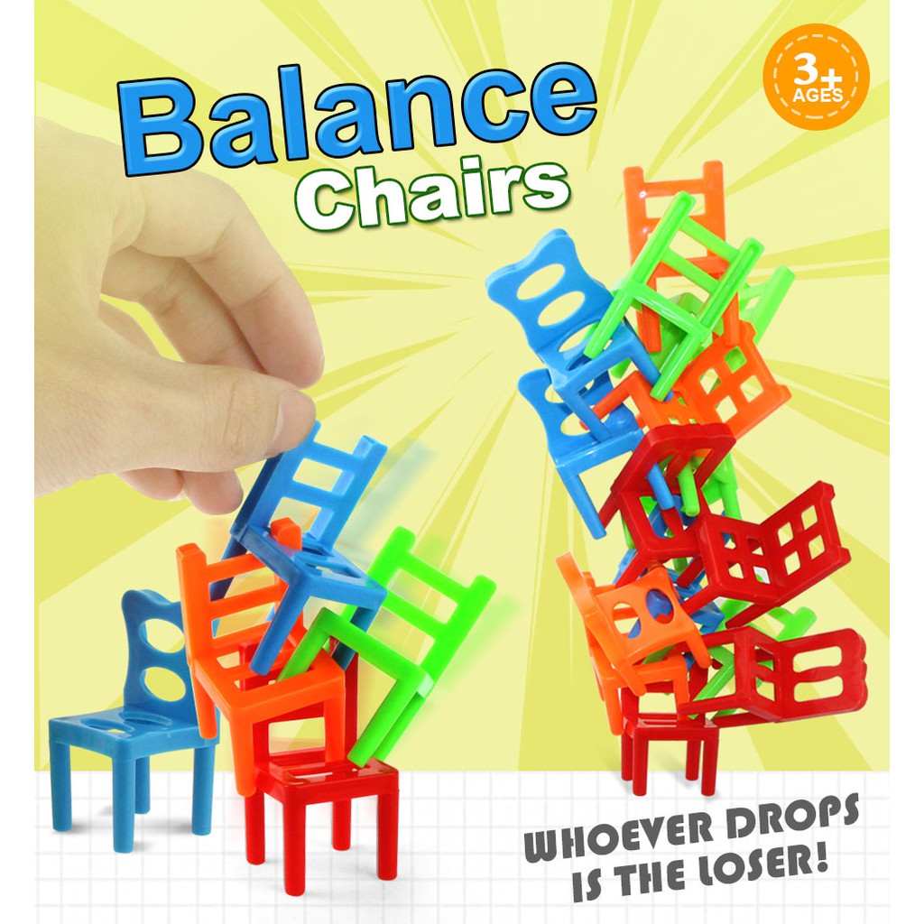 Set 18 chiếc ghế mini bằng nhựa cho bé chơi trò cân bằng độc đáo thú vị