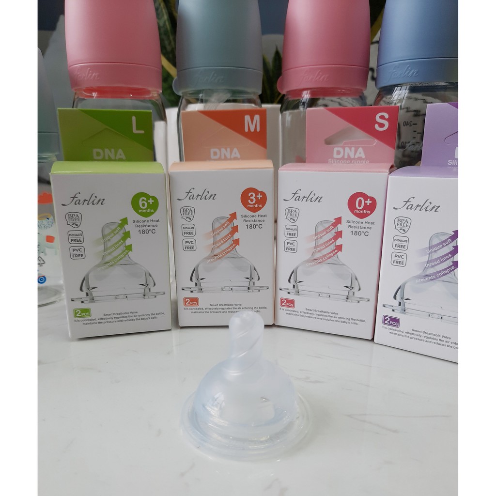 Núm Ty Silicon Siêu Mềm Chống Sặc FARLIN - Dùng Cho Bình Cổ Rộng