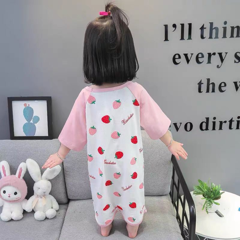 Bộ Đồ Ngủ Liền Thân Tay Ngắn Có Nút Chống Đá Dành Cho Bé Trai Và Bé Gái