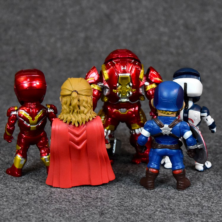 Combo 6 mô hình Marvel Chibi Trang trí PC Iron man, Thor, Hulkbuster, Captain America