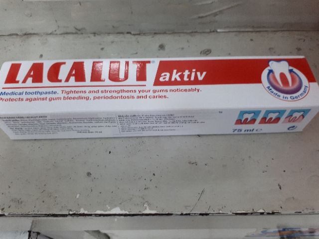 Kem đánh răng Đức Lacalut aktiv 75 ml: ngừa viêm nướu, chảy máu chân răng ( nhập khẩu chính hãng )