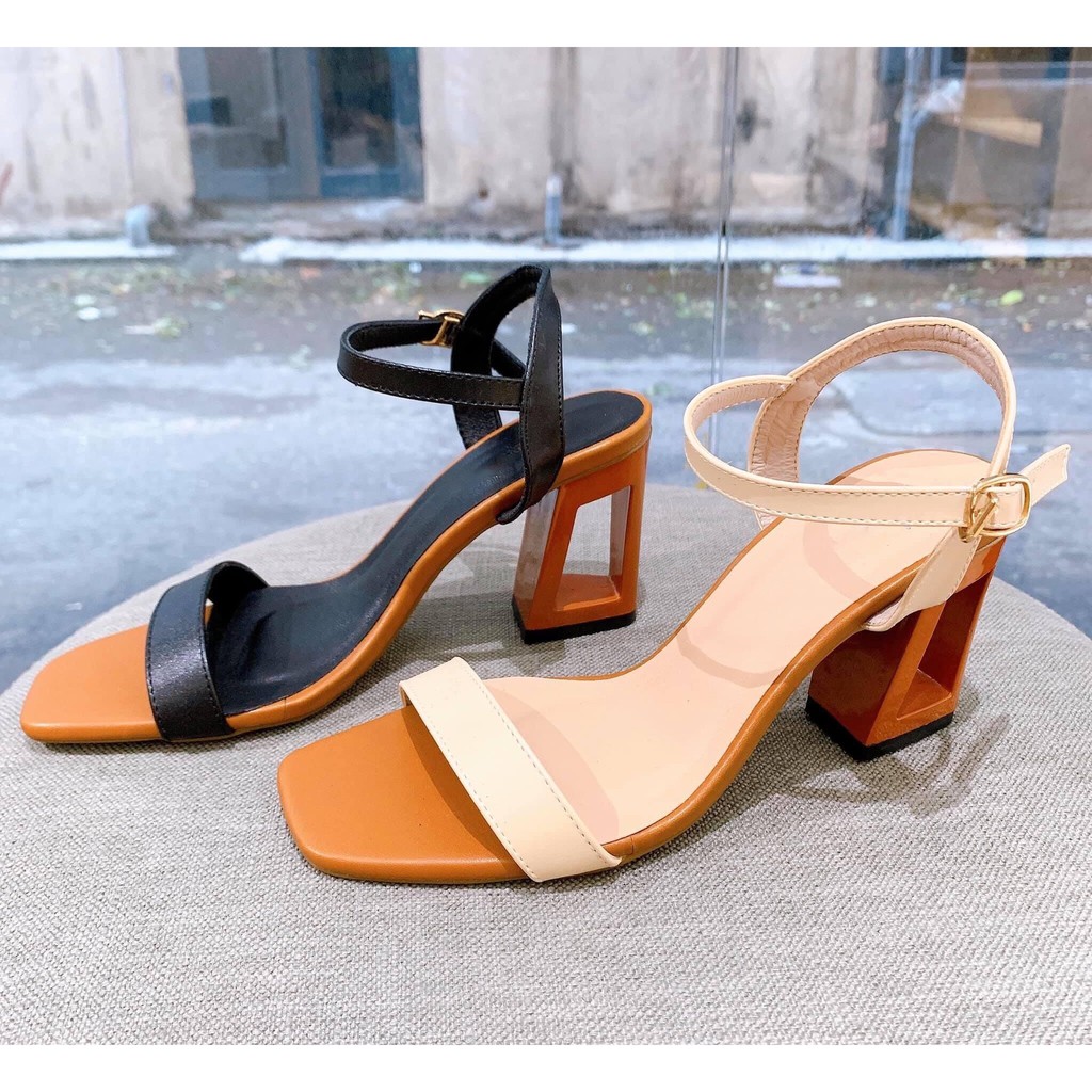 [FREESHIP EXTRA] Sandal quai mảnh gót khoét vừa lạ vừa xinh cao 7P - Giày bánh bèo mã Gót LO