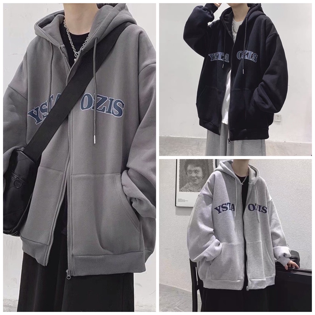 Hoddie zip nỉ form rộng tay bồng kiểu dáng vintage cá tính hàn quốc đẹp