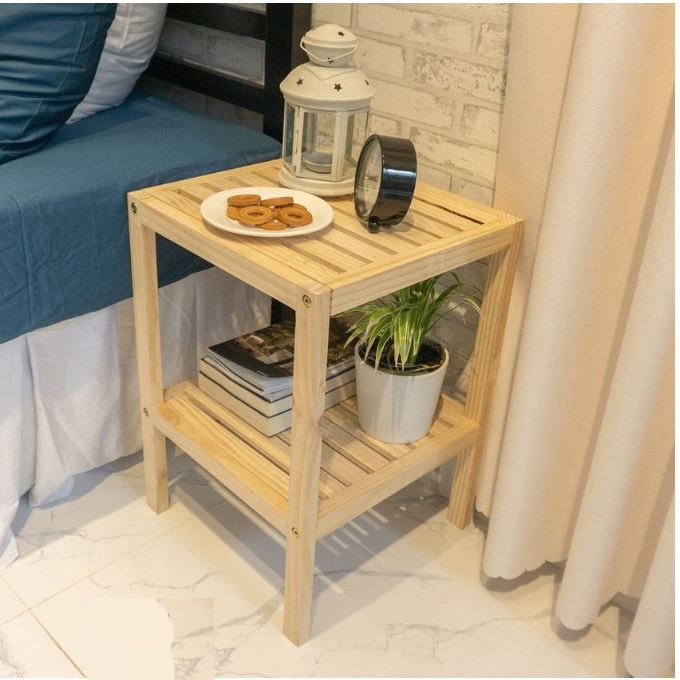 KỆ GỖ VUÔNG 2 TẦNG- MẶT VỈ