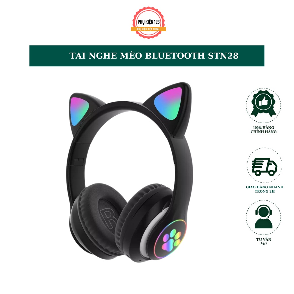 Hình ảnh Tai nghe chụp tai không dây bluetooth STN28 màu sắc cute,âm thanh ấm bass mạnh- Phụ Kiện 123 #1