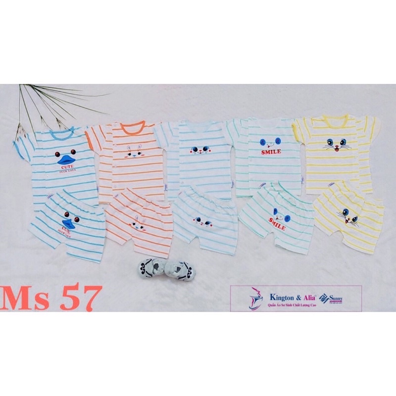 Đồ bộ sơ sinh tay ngắn cho bé, chất 100% cotton mềm mại.