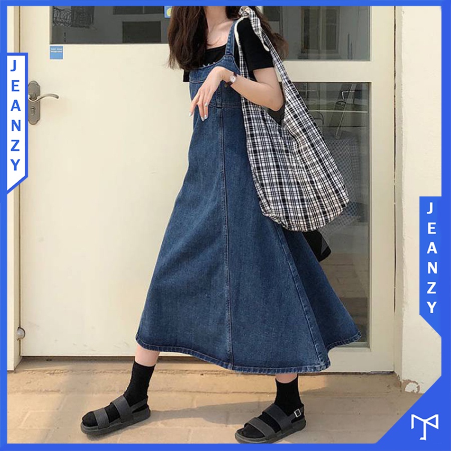Đầm denim nữ 2 dây xòe phong cách Ulzzang cực đẹp JEAN ZY