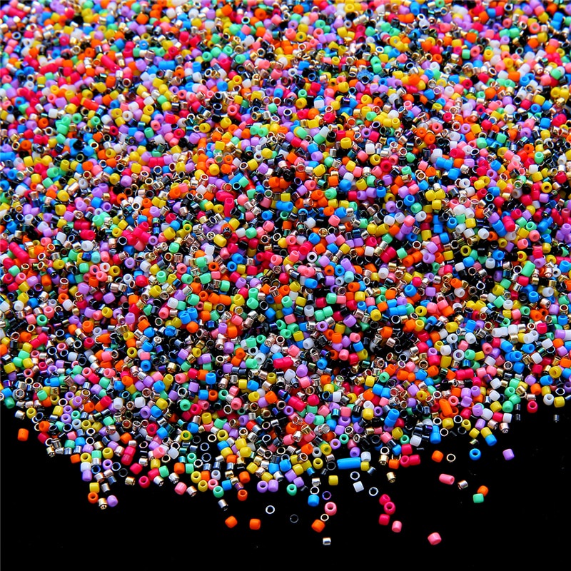 Túi 1900 hạt thủy tinh tròn nhiều màu 2mm dùng làm trang sức thủ công