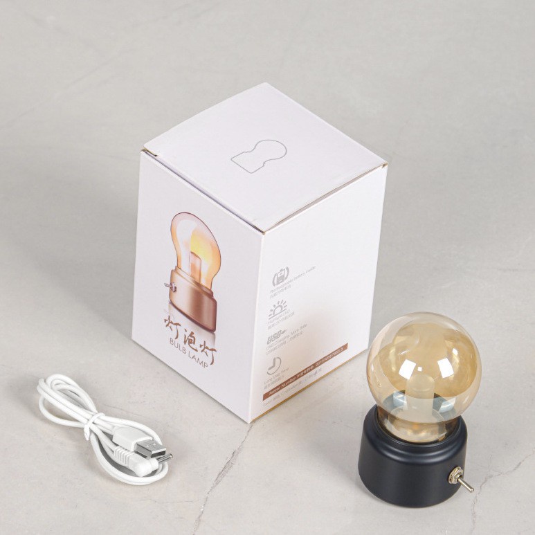 Đèn ngủ mini ánh sáng vàng sạc sáng 25h liên tục  kiểu dáng cổ điển trang trí nhà cửa phòng ngủ quà tặng bạn bè