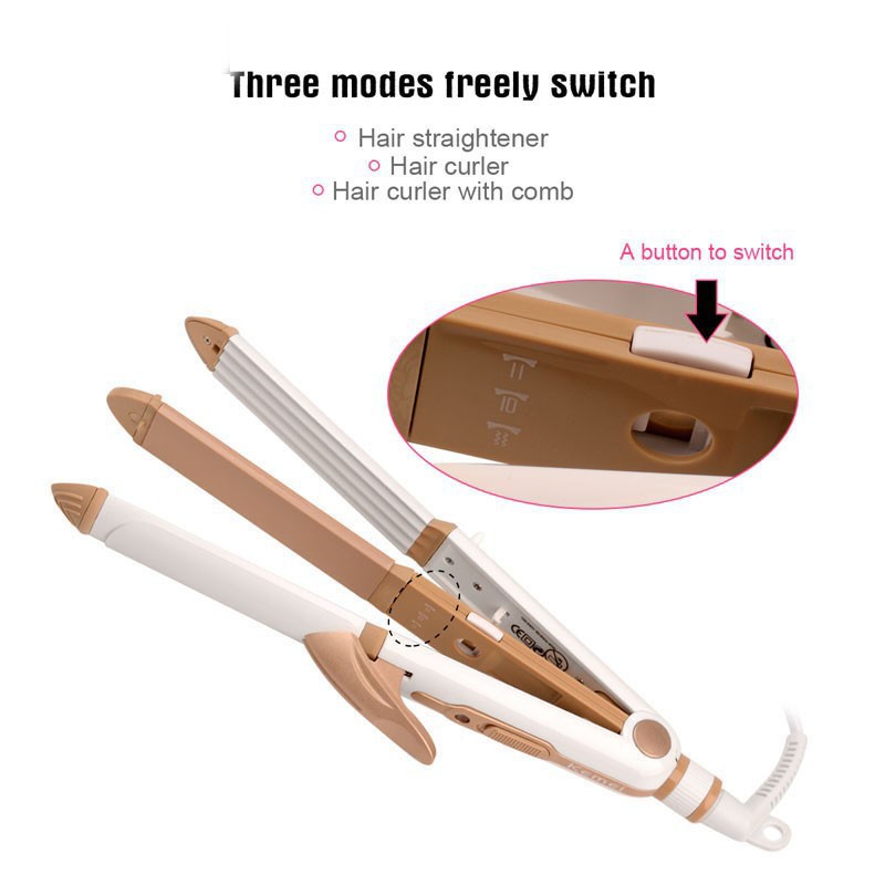 [Mã FMCGM199 - 10% đơn 199K] Máy kẹp duỗi/ uốn tóc Kemei KM-1213 đa năng có đầu cắm tiêu chuẩn EU | BigBuy360 - bigbuy360.vn