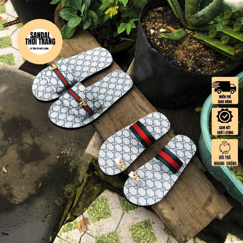 Dép cặp nam nữ Combo cặp đôi sandal nữ xỏ ngón và Nam quai ngang xanh GG SANDALTHOITRANG