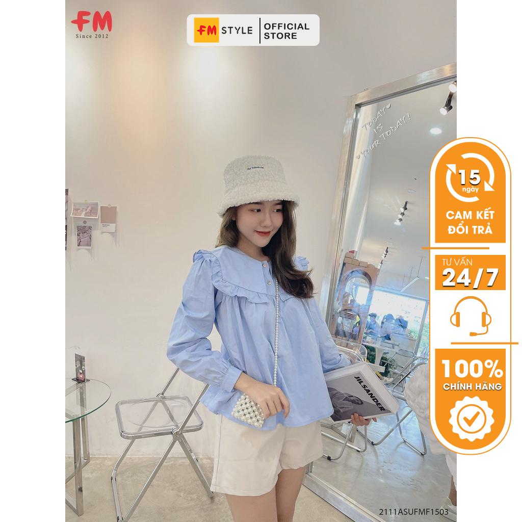 Áo kiểu nữ tay dài FM Style cổ bèo tay bo form rộng thời trang hàn quốc ulzzang bánh bèo 220312022