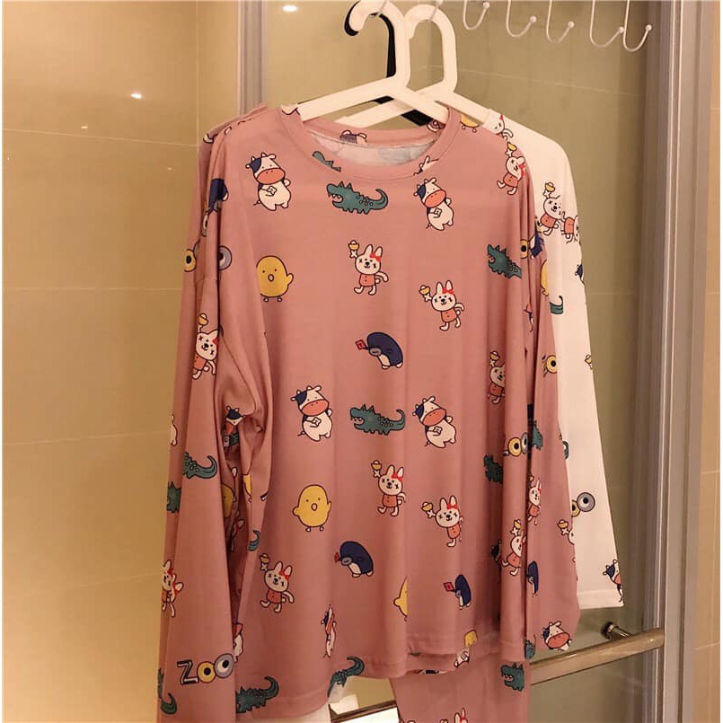 Đồ ngủ nữ dài tay thun cotton, Đồ bộ nữ dài tay dễ thương | BigBuy360 - bigbuy360.vn