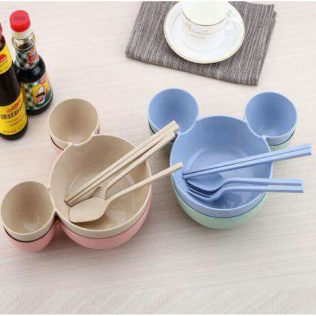 Set bát tập ăn dặm Mickey cho bé