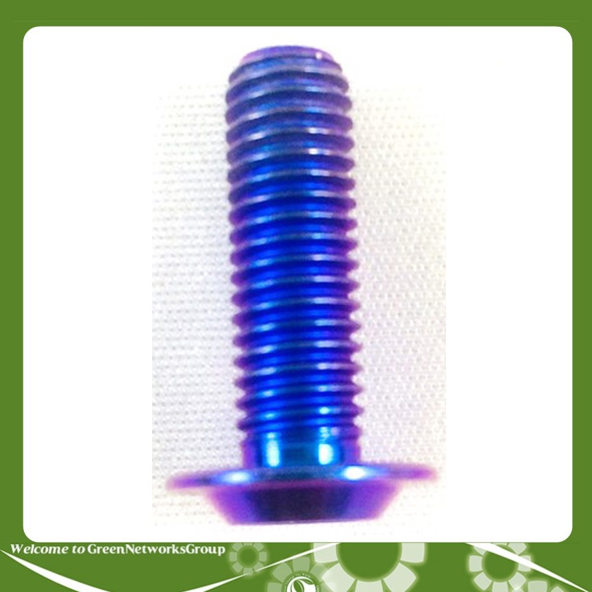 Ốc titanium GR5 đầu dù 8 ly 25 mỏng màu xanh - Greennetworks