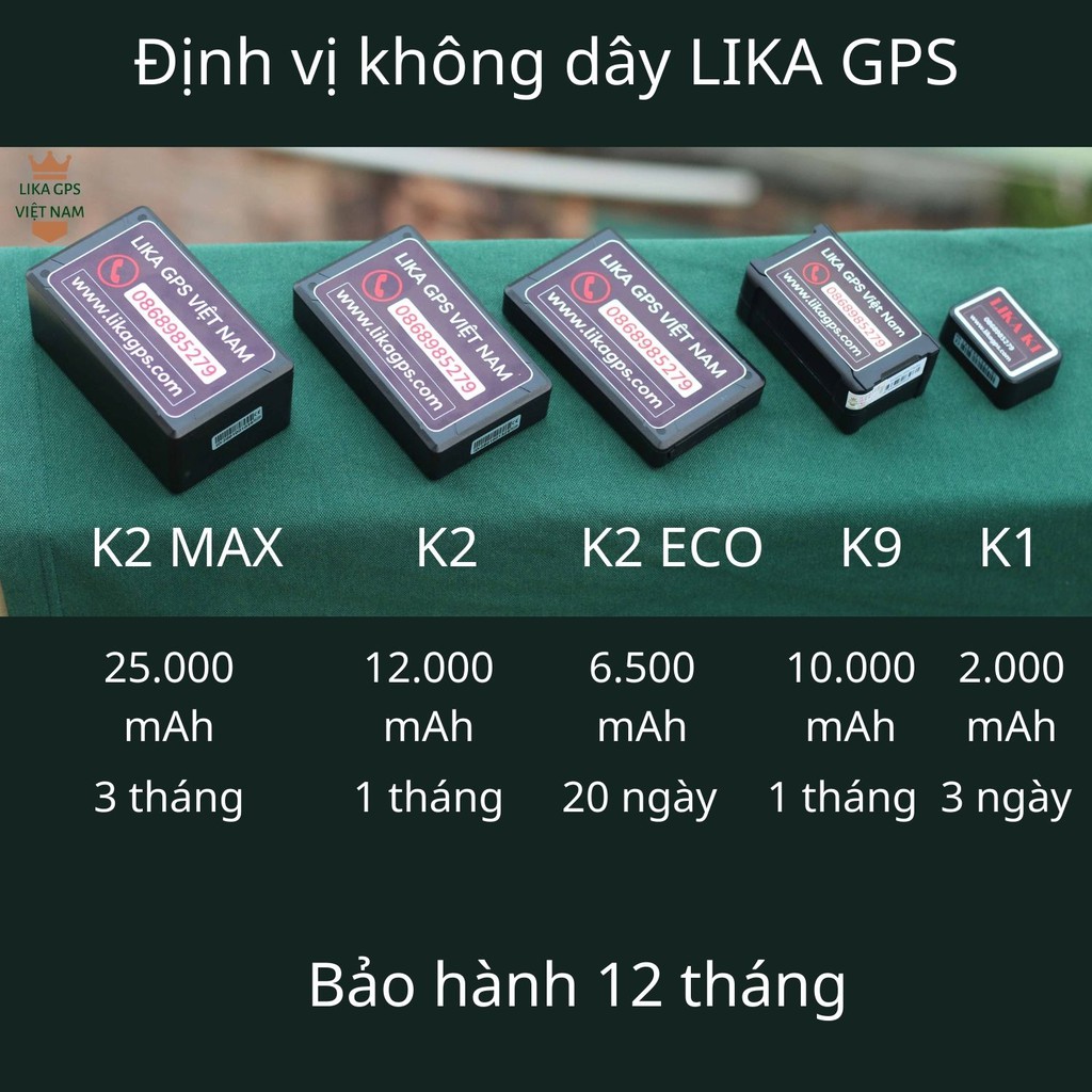 Thiết bị định vị không dây ô tô xe máy dùng pin LIKA K2, K2 ECO, MAX, LIKA K9 độ chính xác cao - bảo hành 12 tháng