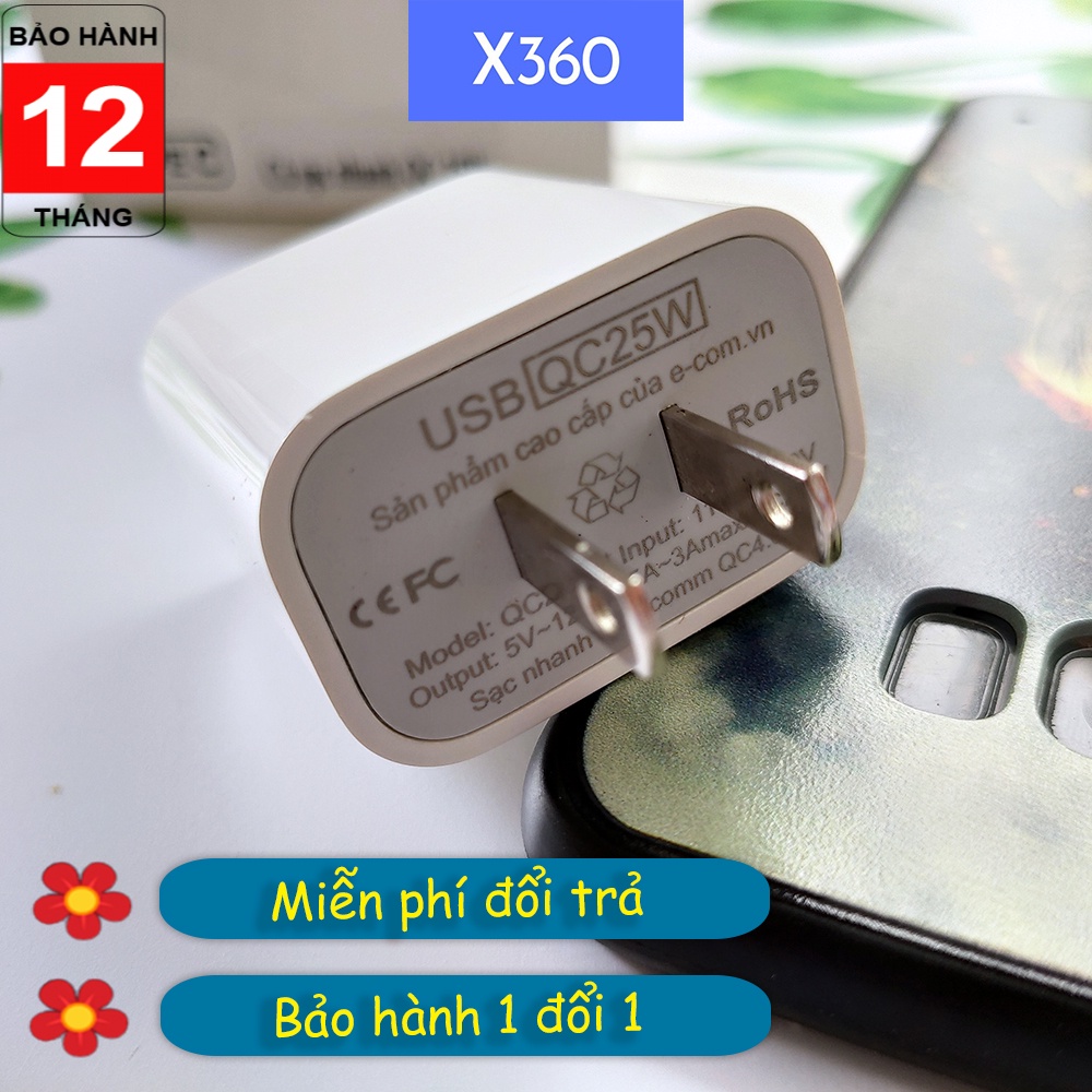 Củ sạc nhanh 25W cao cấp USB type C cho điện thoại iPhone Samsung Xiaomi Sony