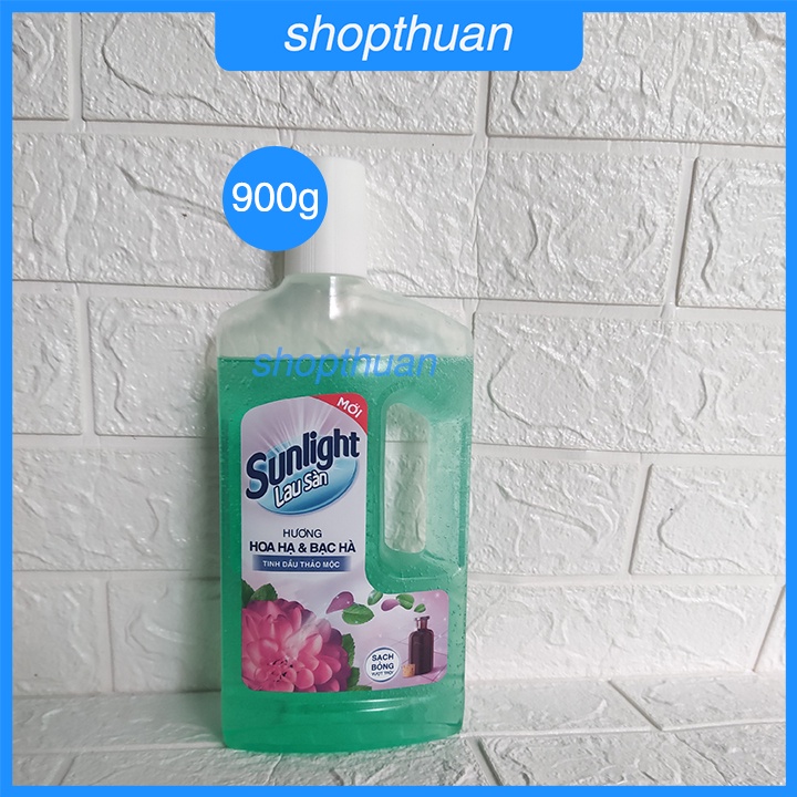 Nước lau sàn Sunlight hương Hoa Hạ &amp; Bạc Hà Tinh dầu thảo mộc 900g (897ml)