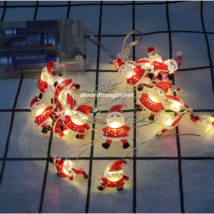 Đèn led dây đom đóm dùng pin hình ông già noel và người tuyết trang trí decor giáng sinh lung linh