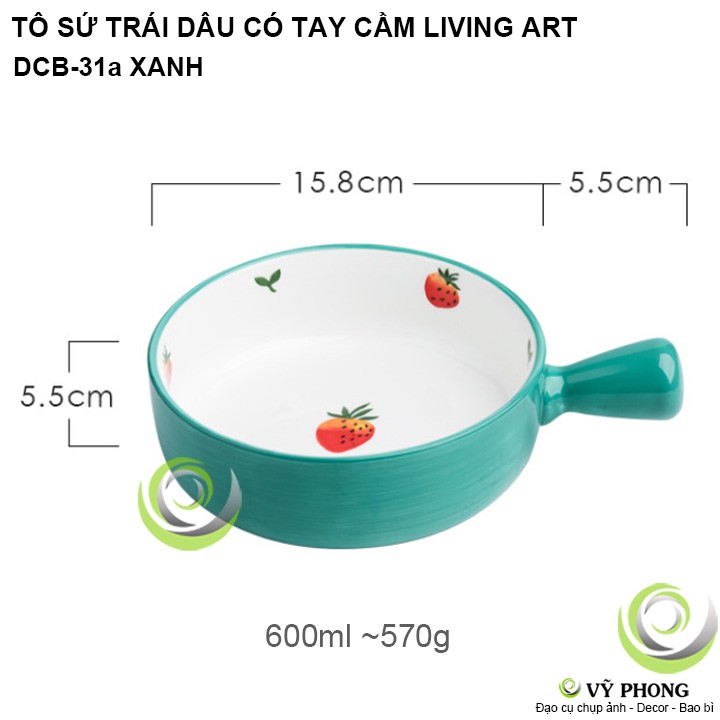 TÔ SỨ HÌNH TRÁI DÂU DỄ THƯƠNG CÓ TAY CẦM LIVING ART TRANG TRÍ BẾP CHỤP HÌNH ĐẠO CỤ CHỤP ẢNH SẢN PHẨM INS DCB-31