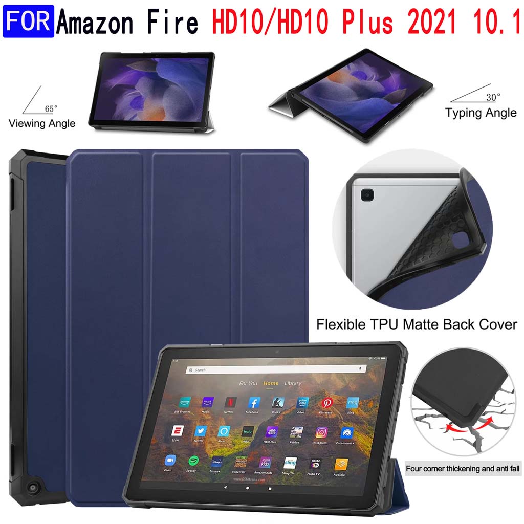 Ốp máy tính bảng TPU mềm tự động tắt/mở thông minh cho Amazon Fire HD10 2021 / Fire HD 10 Plus 2021 10.1 inch